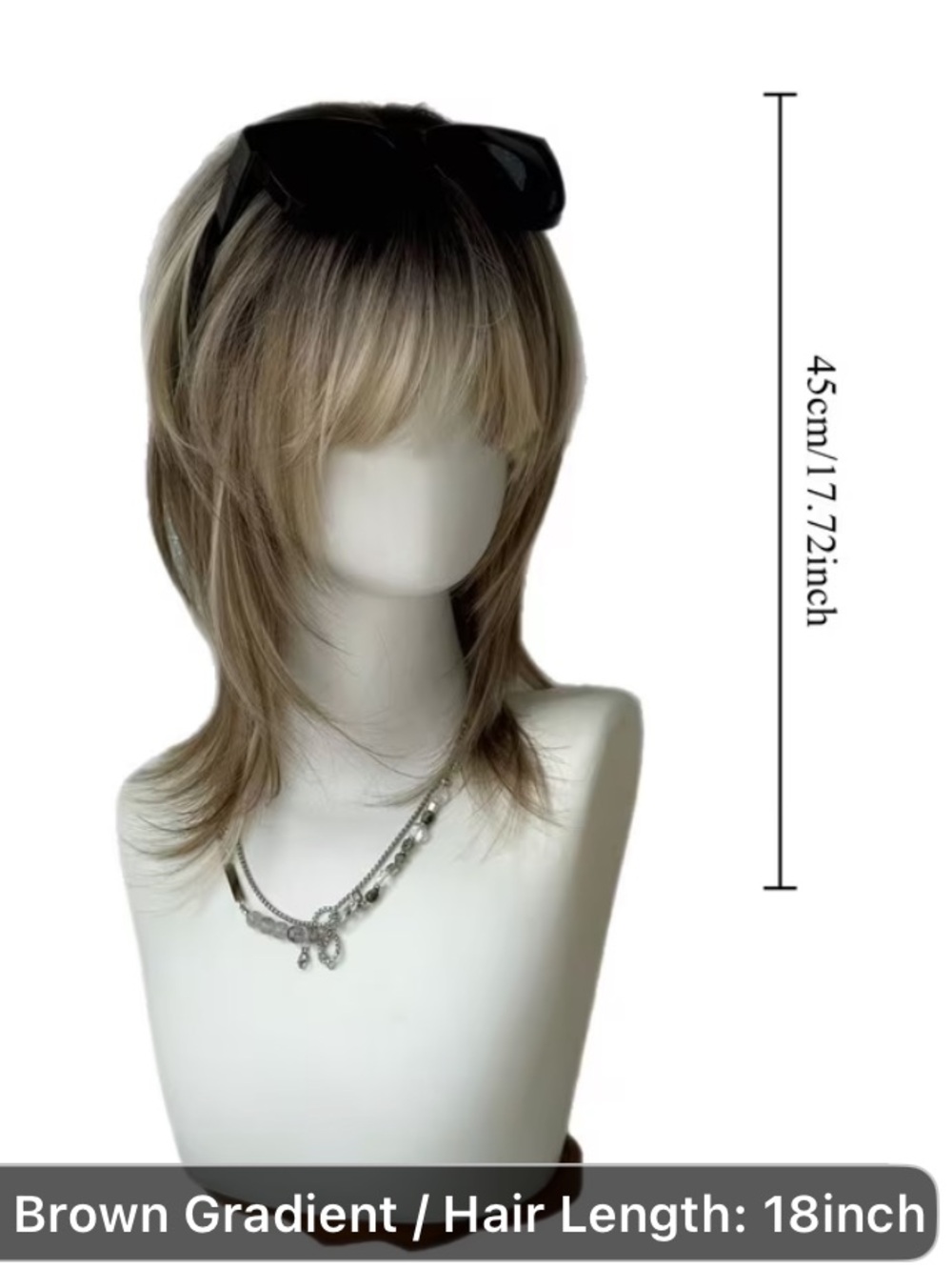Brown Gradient 18" Layered Wig with Fringe - Picture 3 of 9